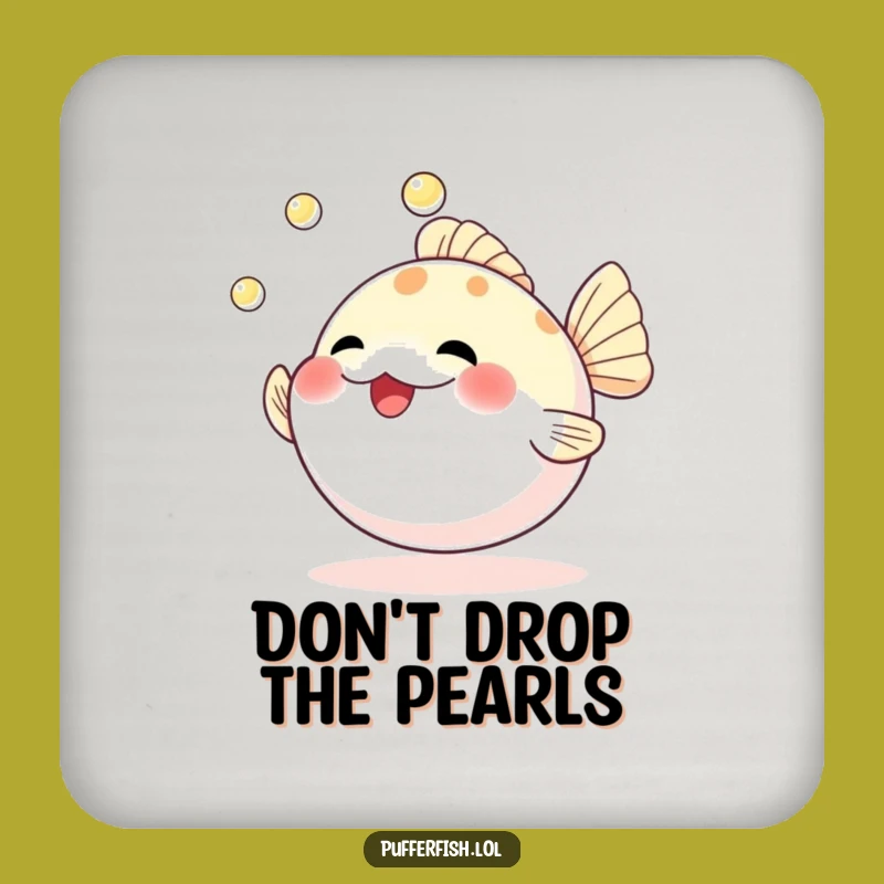 Funny Pufferfish Pearl Juggling Coasters: Protect Surfaces with Pizzazz!