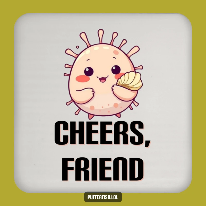 Funny Pufferfish Seashell Coaster: Friendly Protection, Perfect Funny Gift