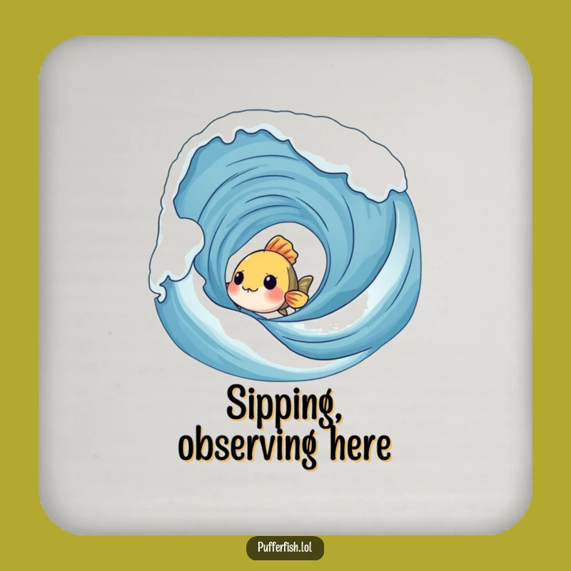 Funny Shy Fish Wave Coaster - Protect Surfaces with Gentle Humor