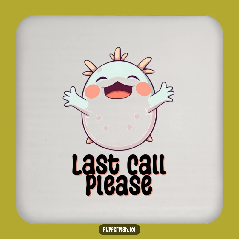 Funny Pufferfish Yawning Drink Coaster: Protect Surfaces, Hilarious Funny Gift!