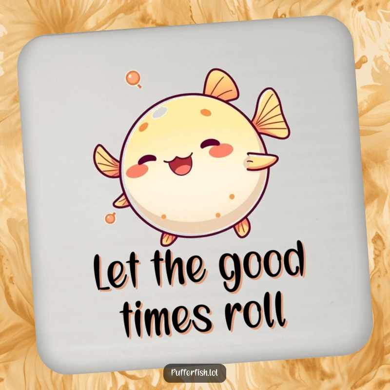 Funny Pufferfish Spinning Drink Coaster: A cute pufferfish playfully spins in a circle, adding humor to your drink setup.