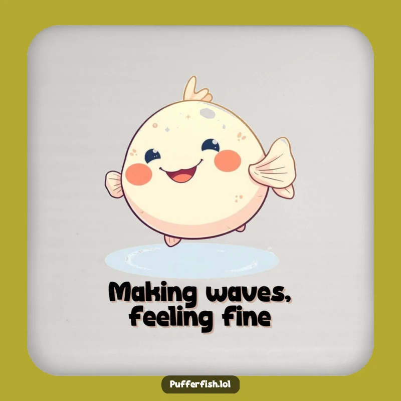 Funny Pufferfish Grin Coaster Set - Protect Surfaces with Hilarious Style