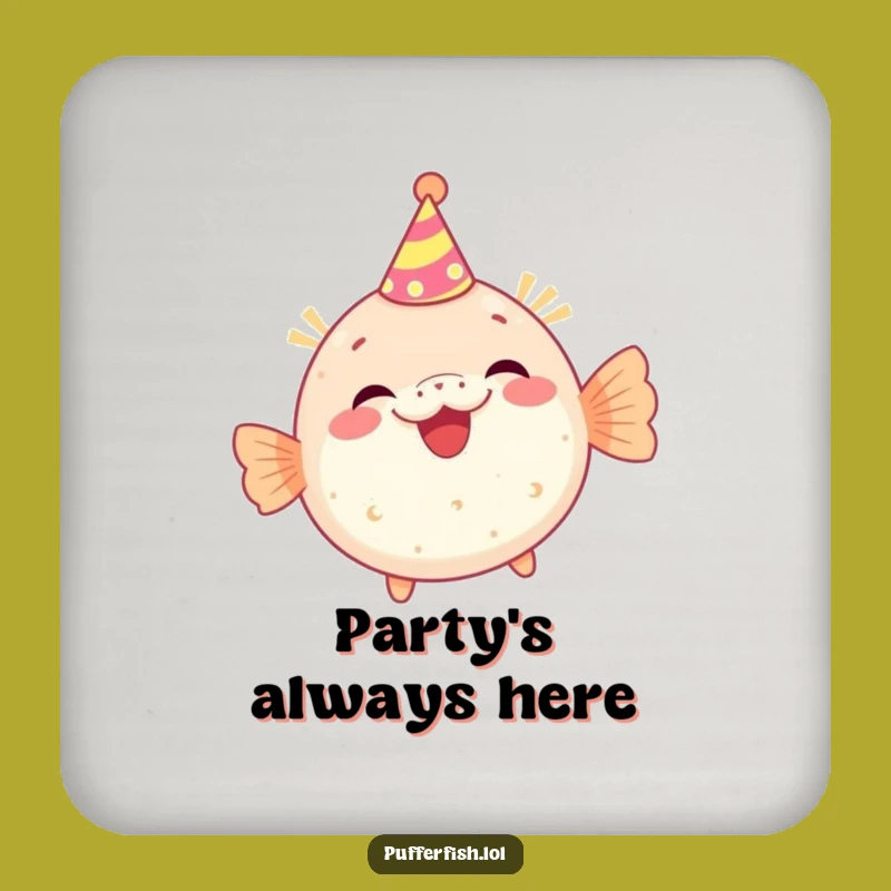 Funny Party Pufferfish Coaster, Protect Surfaces with Festive Style