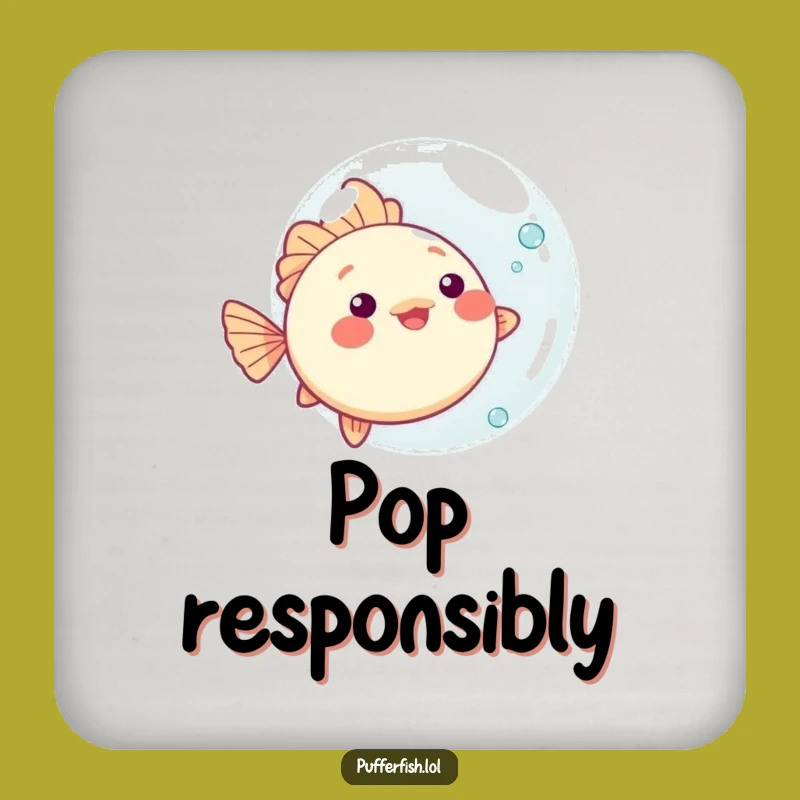 Funny Kawaii Pufferfish Bubble Coaster - Playful Ocean Protection, Perfect Cute Gift!