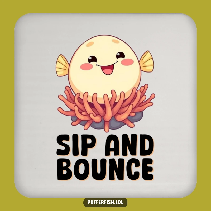 Funny Pufferfish Bounce Coaster: Smiling Protection, Perfect Funny Gift