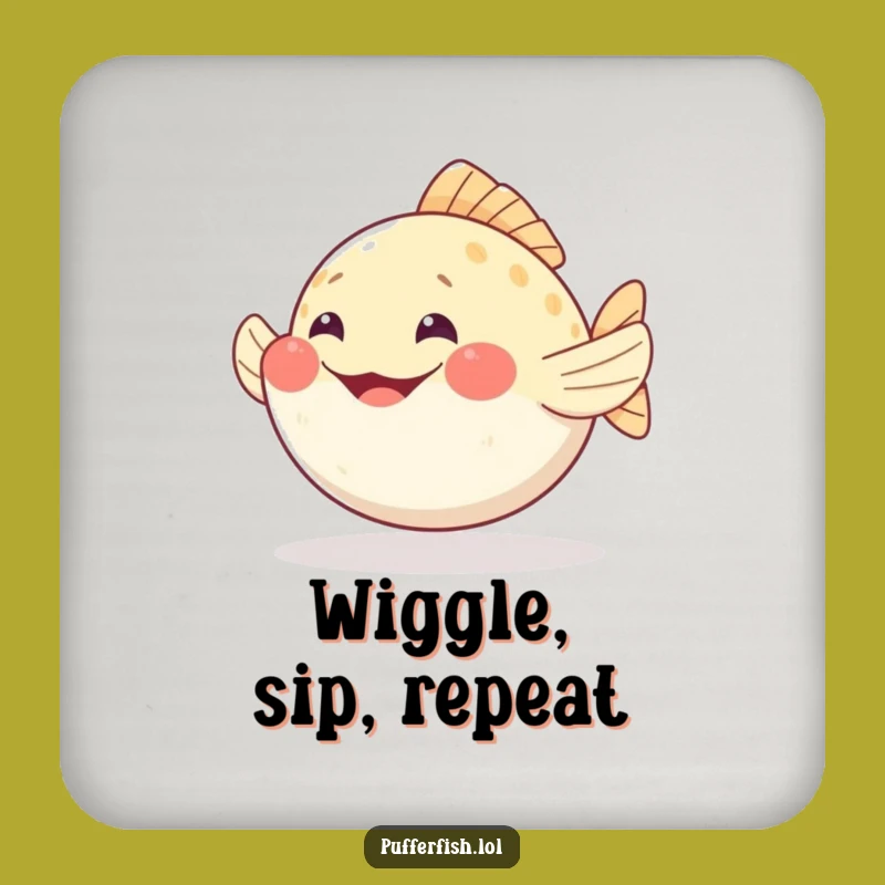 Funny Pufferfish Grin Coaster: Protect Surfaces with a Happy Wiggle
