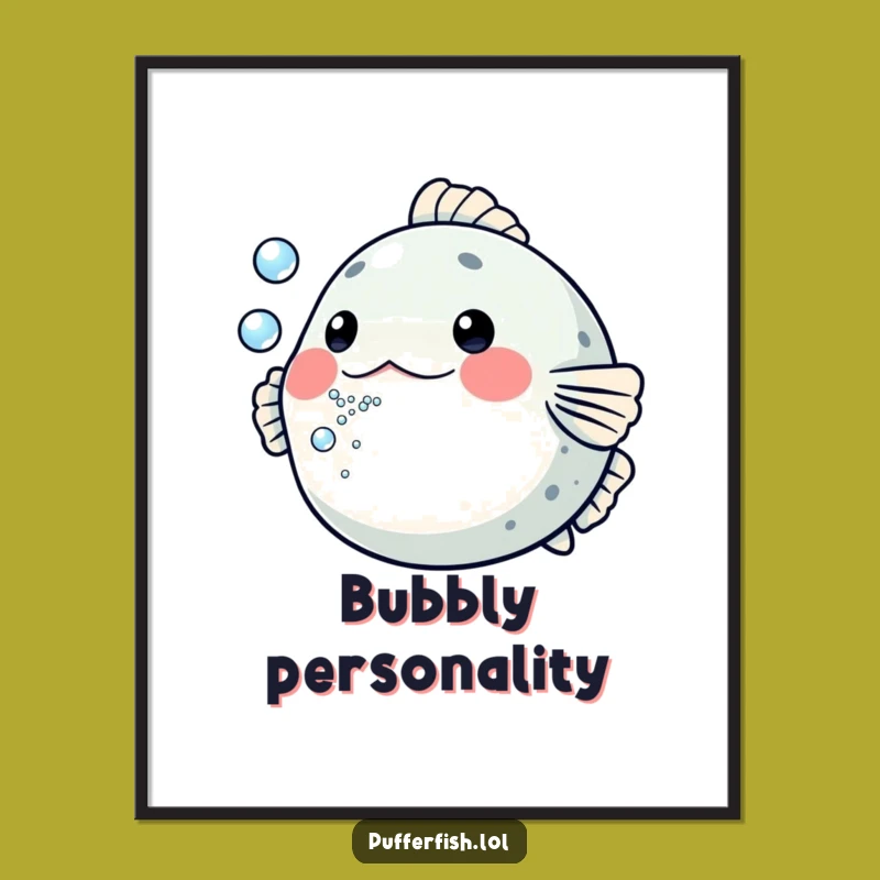 Funny Pufferfish Bubbles Poster: Playful Art for Your Walls, Perfect Gift