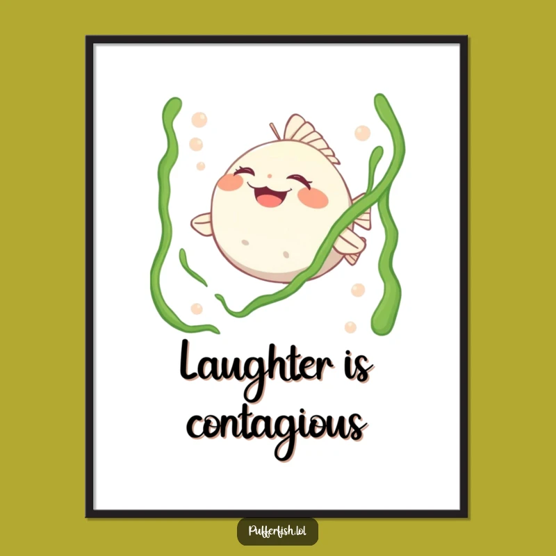 Funny Pufferfish Tickled Poster: Hilarious Wall Art, Aquatic Laugh Decor