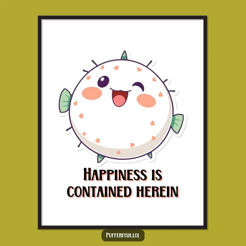 Funny Pufferfish Poster: Bursting with Energy, A Vibrant Funny Gift!