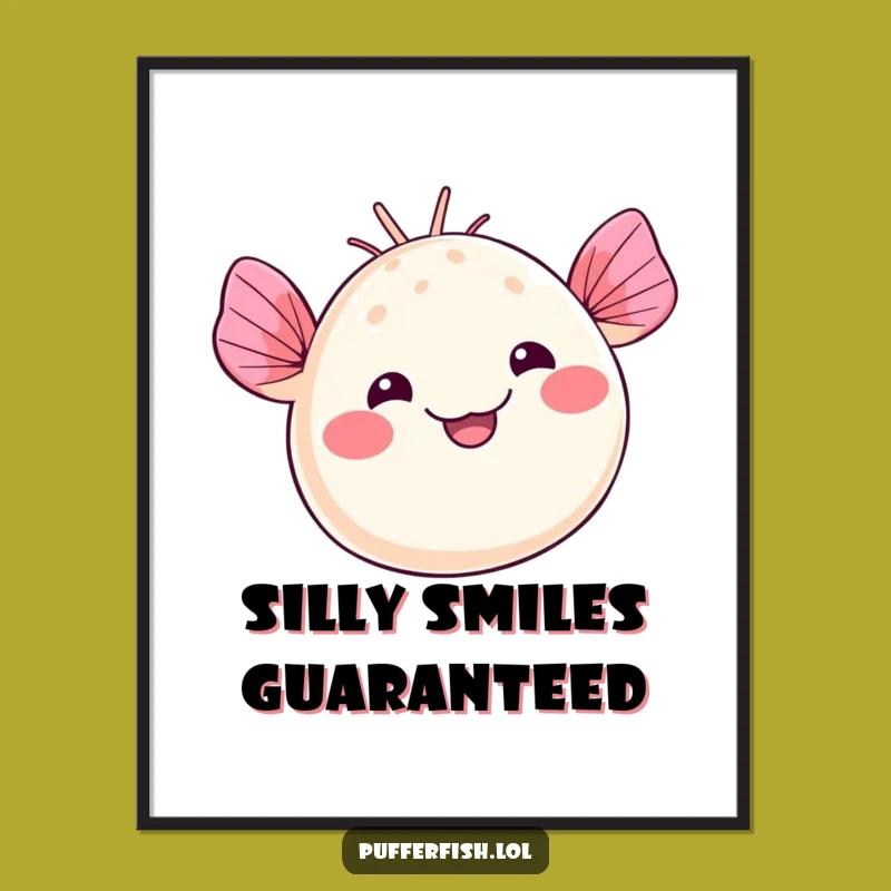 Funny Kawaii Pufferfish Poster: Silly Smile Art, A Whimsical Funny Gift!