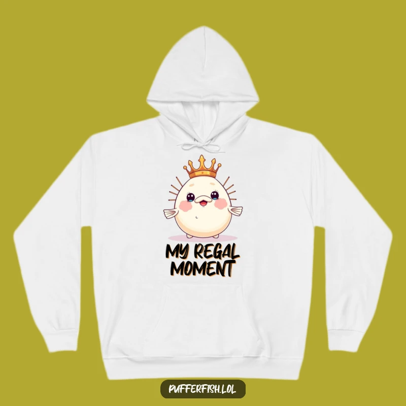 Funny Crowned Pufferfish Hoodie: Cozy Royal Humor, Your Ultimate Funny Gift