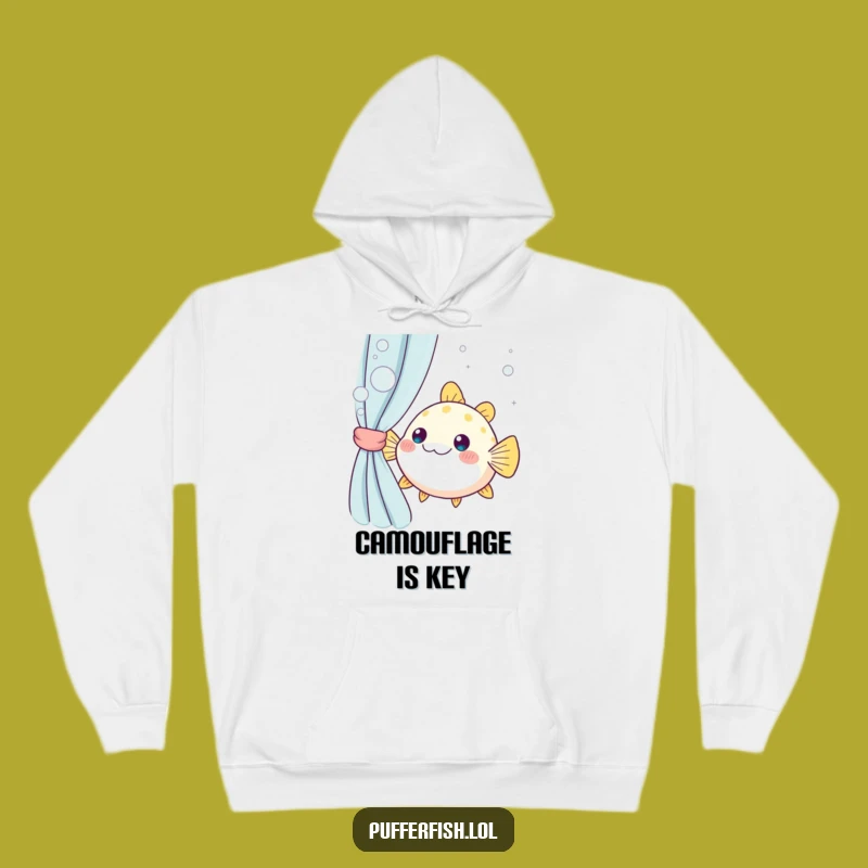 Funny Kawaii Pufferfish Peek Hoodie: Cozy and Hilarious Aquatic Wear