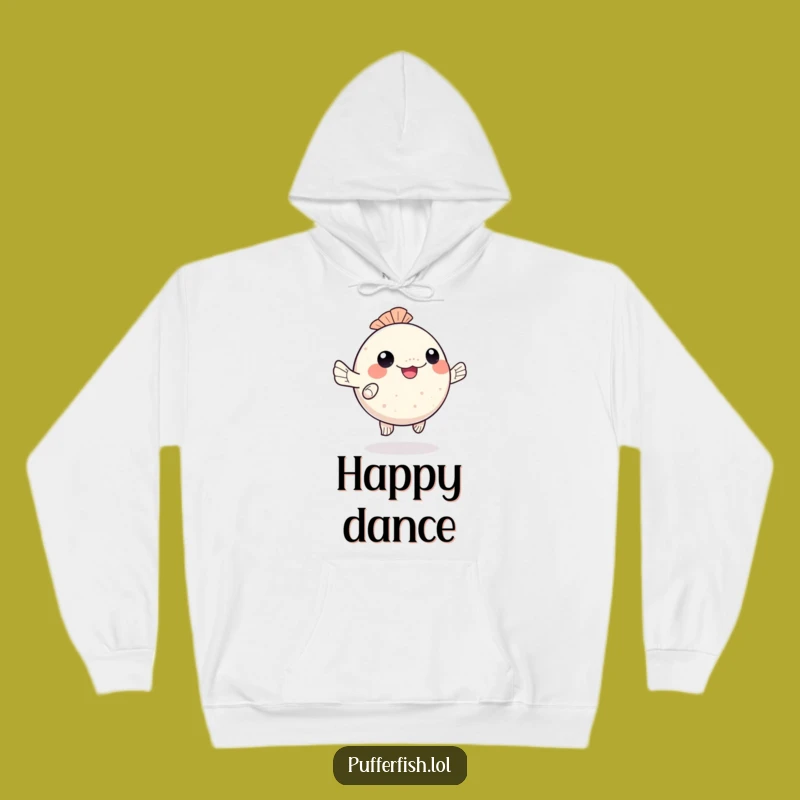 Cozy Funny Kawaii Pufferfish Hoodie: Happy Dance for Warm Vibes