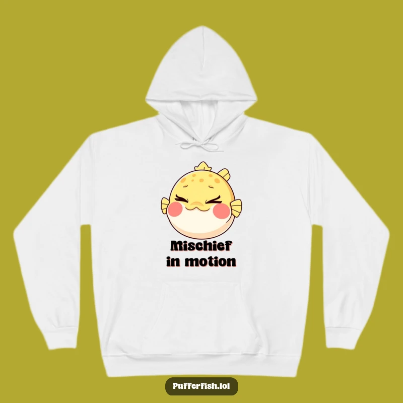 Cozy Funny Pufferfish Wink Hoodie: Warm and Mischievous, Great Gift