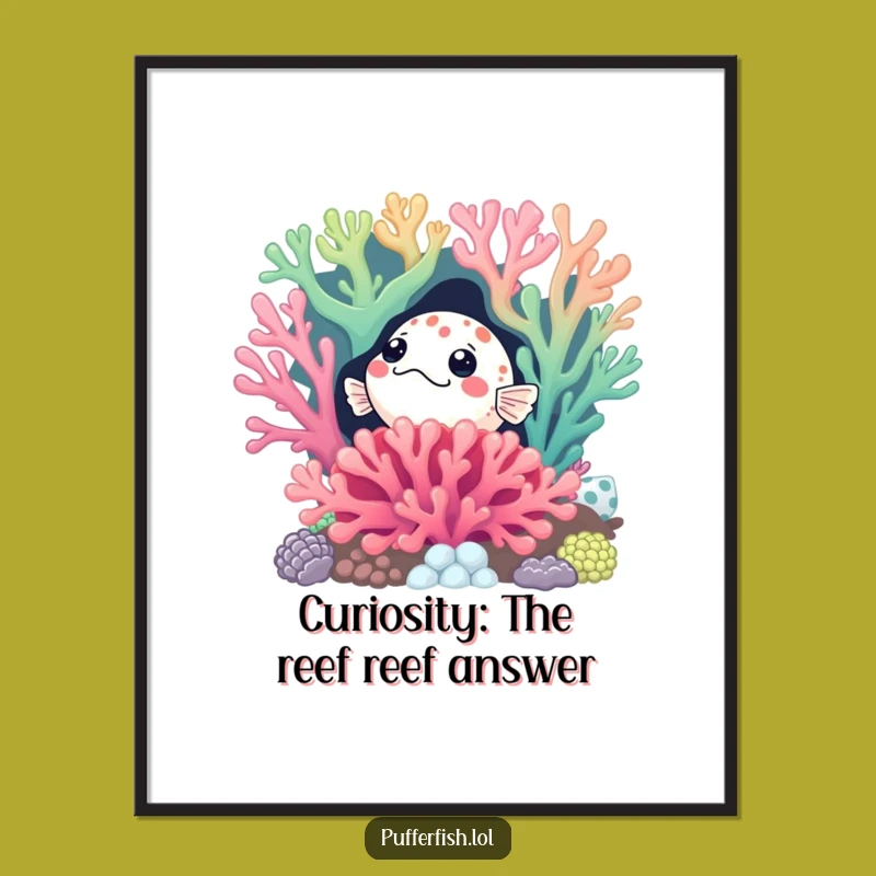 Free Printable Pufferfish Art: Curious Coral Reef Underwater Decor Downloadable