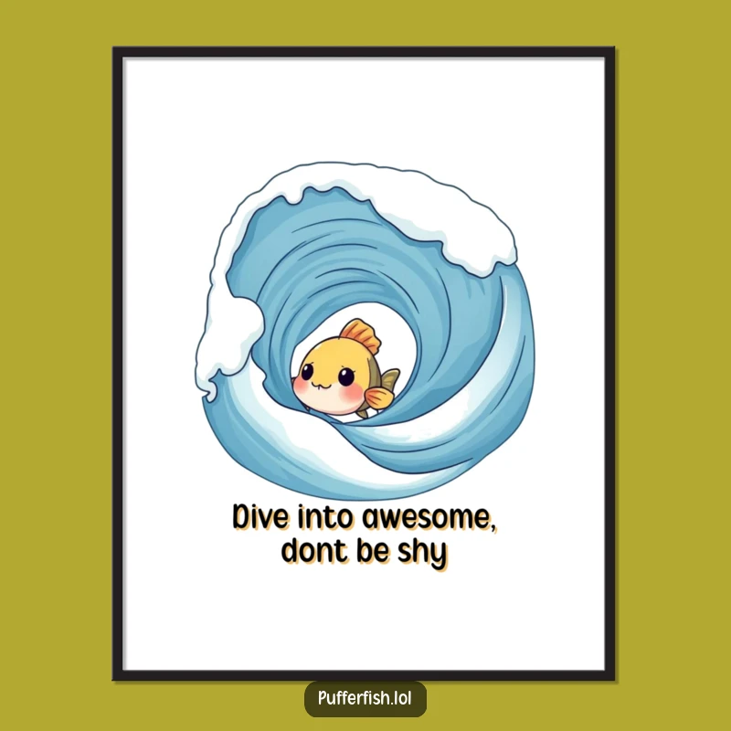 Funny Free Printable Wall Art: Shy Fish Peeking - Whimsical Downloadable Decor