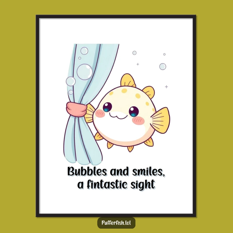 Free Printable Kawaii Pufferfish Wall Art Bubbly Fun Downloadable Art Funny Home Decor