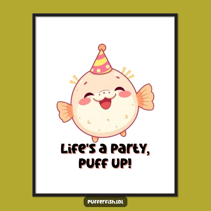 Free Printable Wall Art: Party Pufferfish Giggles Playful Downloadable Decor