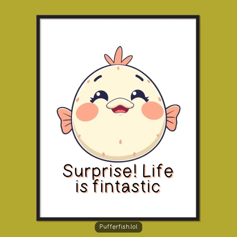 Free Printable Wall Art: Shocked Kawaii Pufferfish For A Humorous Statement