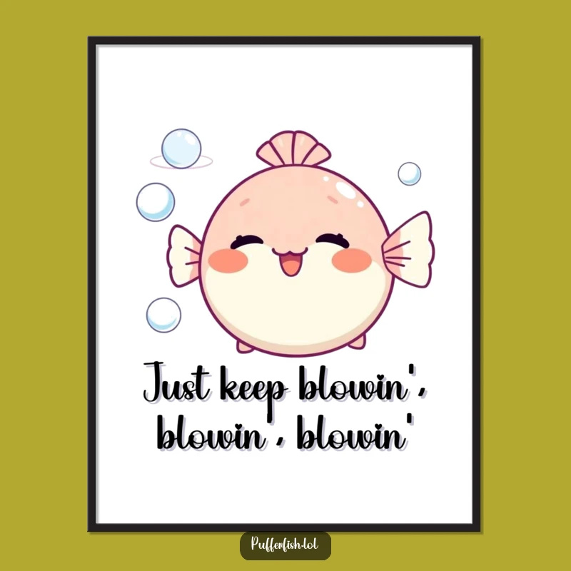 Funny Free Printable Wall Art: Pufferfish Blowing Bubbles - Quirky Home Decor!