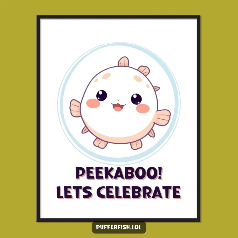 Funny Free Printable Wall Art: Pufferfish Peeking, Downloadable Home Decor