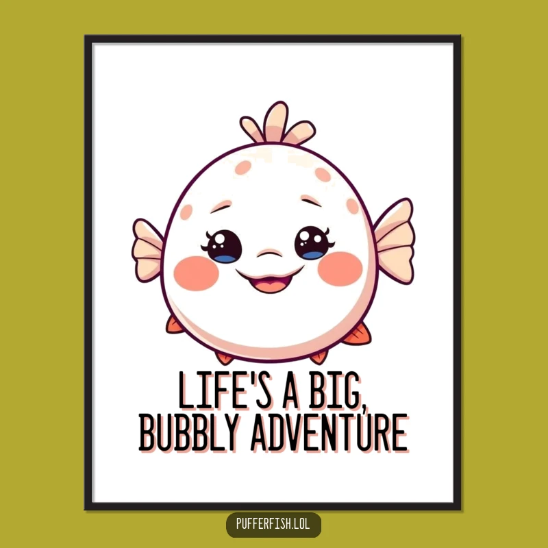 Free Printable Wall Art: Dizzy Pufferfish Smile, Funny Downloadable Home Decor