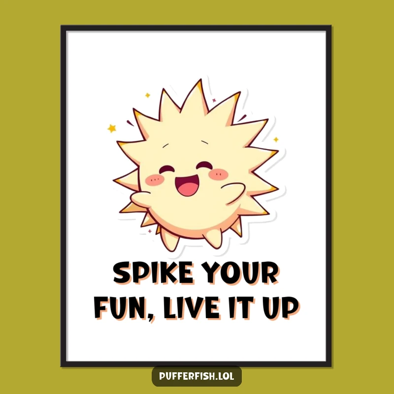 Funny Free Printable Wall Art: Spiky Character Spinning - Whimsical Downloadable Decor