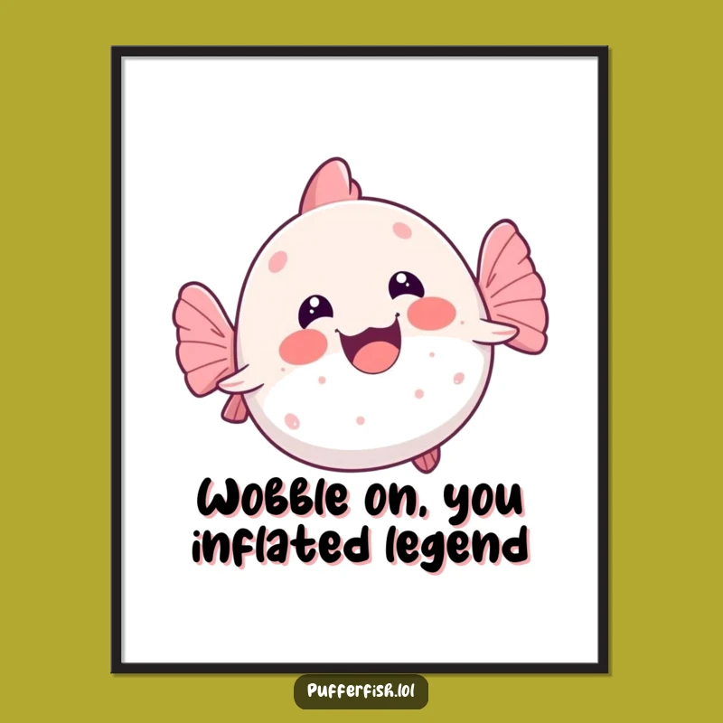 Free Printable Kawaii Pufferfish Wall Art Wobbly Swim Downloadable Art Funny Decor