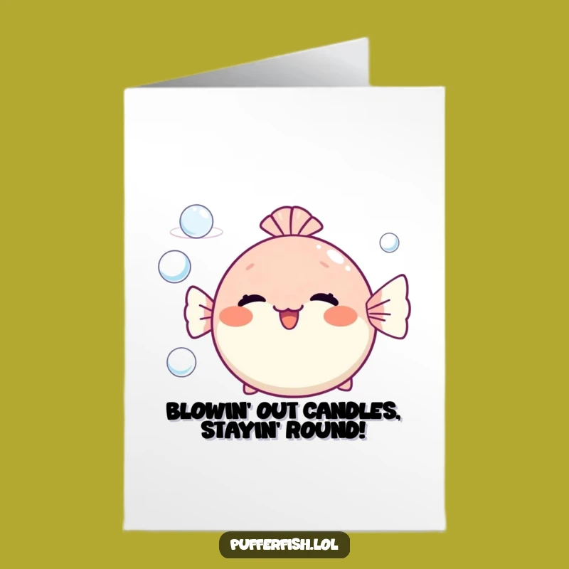 Free Printable Birthday Card: Funny Pufferfish Blowing Bubbles - Downloadable Fun!