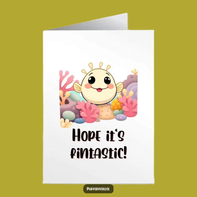Free Printable Birthday Card: Curious Pufferfish Funny Downloadable Greeting