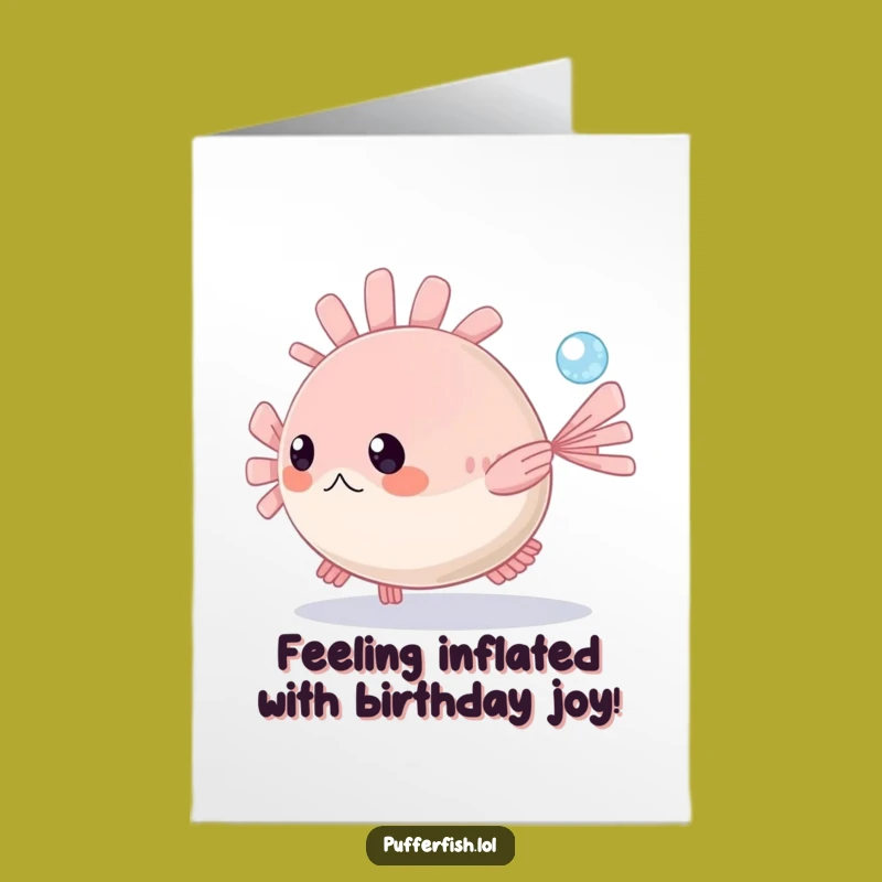 Free Printable Birthday Card: Funny Pufferfish Bubble Chase Design - Instant Download Gift