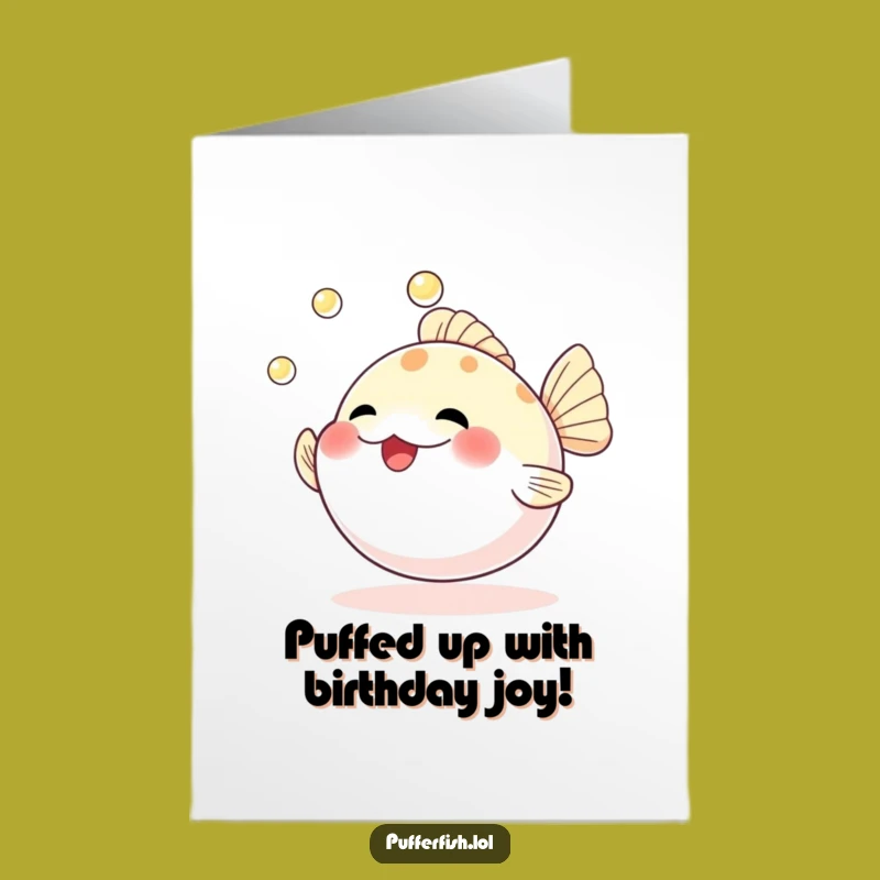 Free Printable Birthday Card: Funny Pufferfish Juggling Pearls, Perfect Downloadable Party Gift