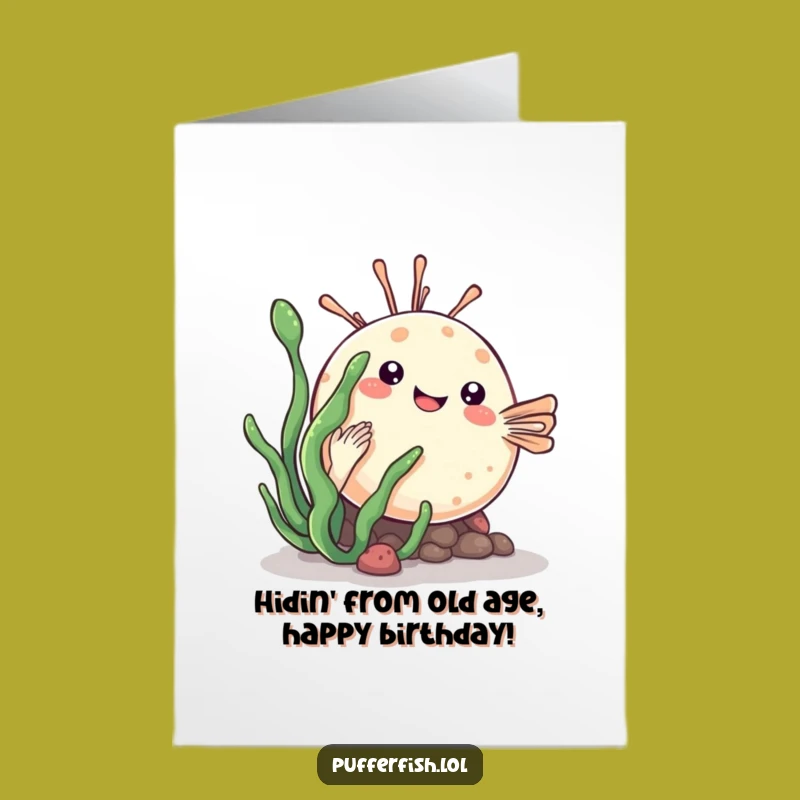 Free Printable Birthday Card: Hidden Kawaii Pufferfish - Cute Surprise!