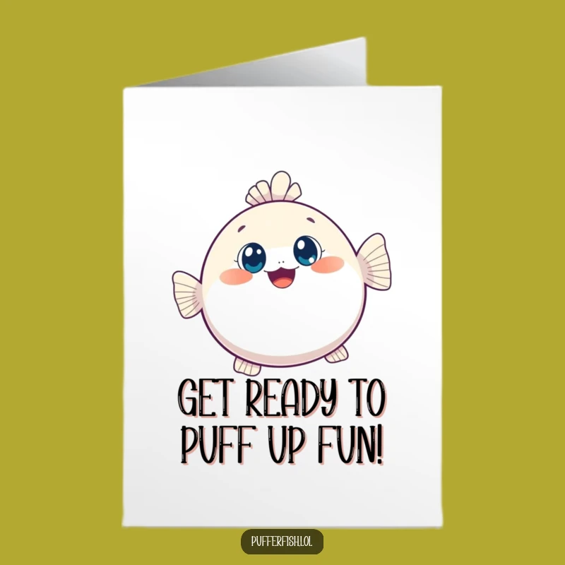 Free Printable Birthday Card: Joyful Inflated Pufferfish Funny Downloadable Gift