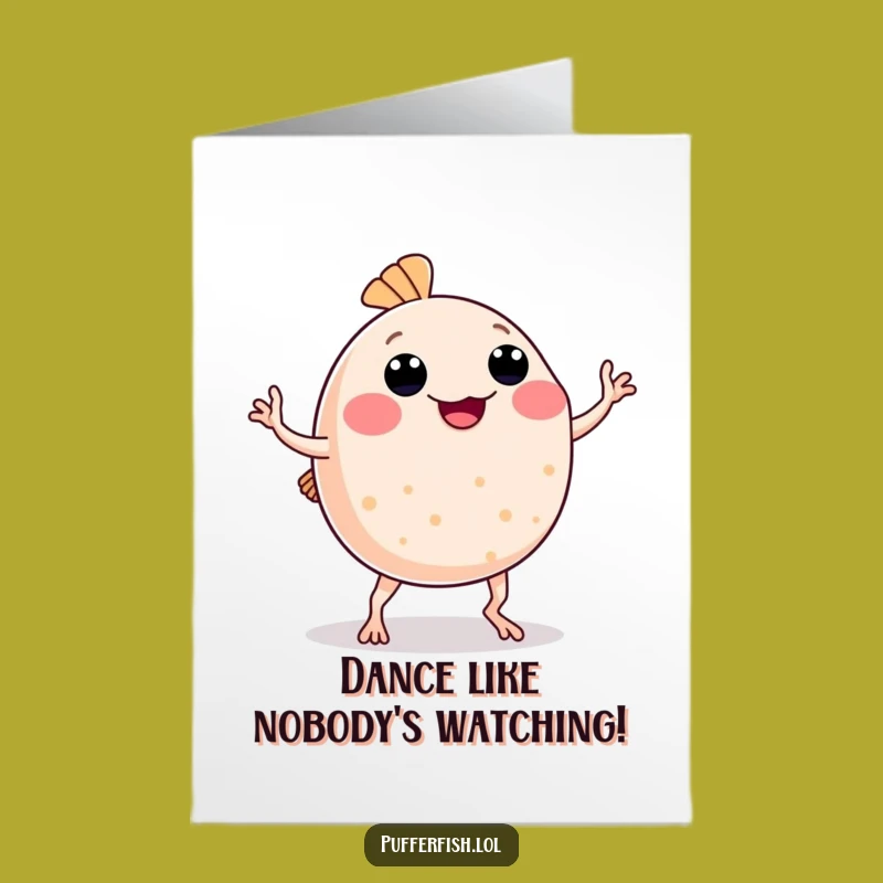 Free Printable Dancing Pufferfish Birthday Card: Silly & Funny Downloadable Gift