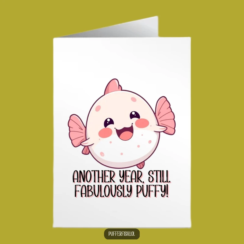 Free Printable Kawaii Pufferfish Birthday Card Wobbly Swim Funny Fish Downloadable Greeting