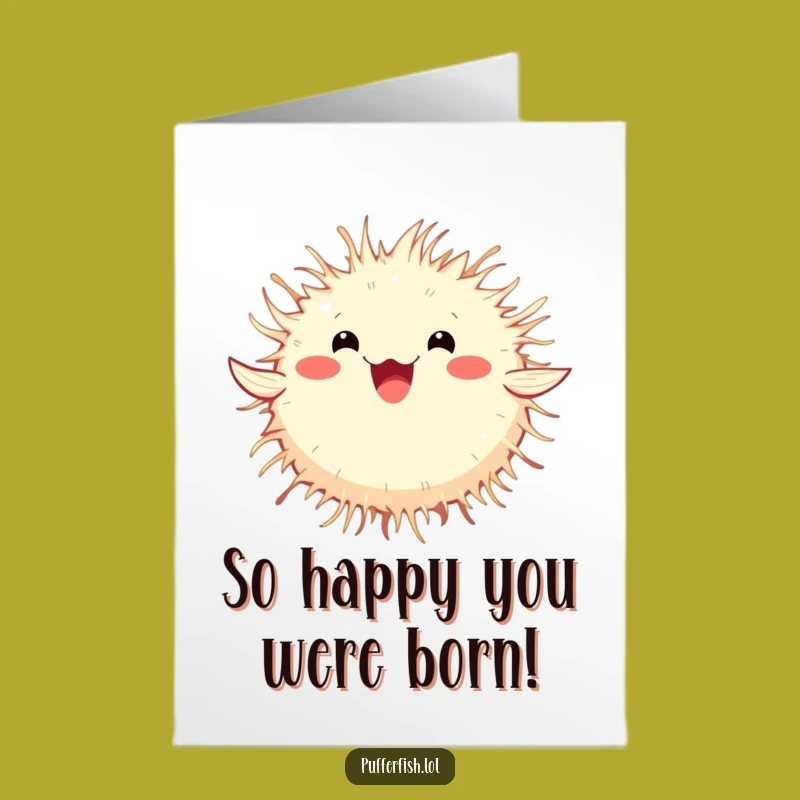 Free Printable Birthday Card: Happy Spinning Pufferfish Funny Downloadable Gift