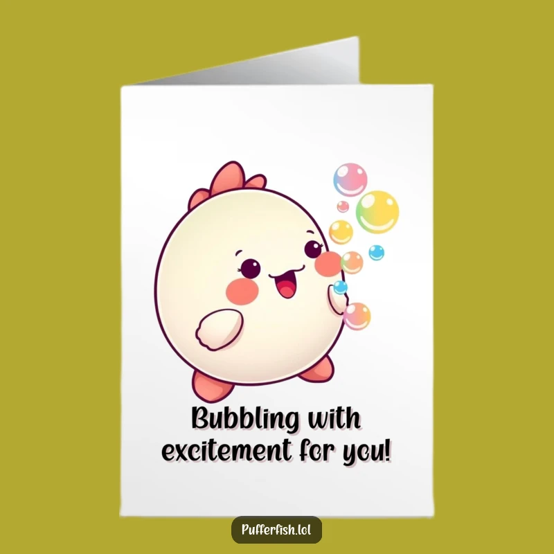 Free Printable Congrats Card: Happy Pufferfish Bubbles, Funny Downloadable Gift