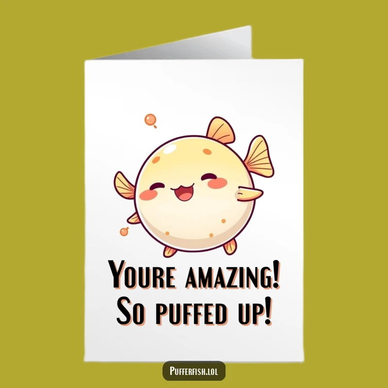Free Printable Congrats Card: Joyful Pufferfish Spin, Downloadable Celebration Gift