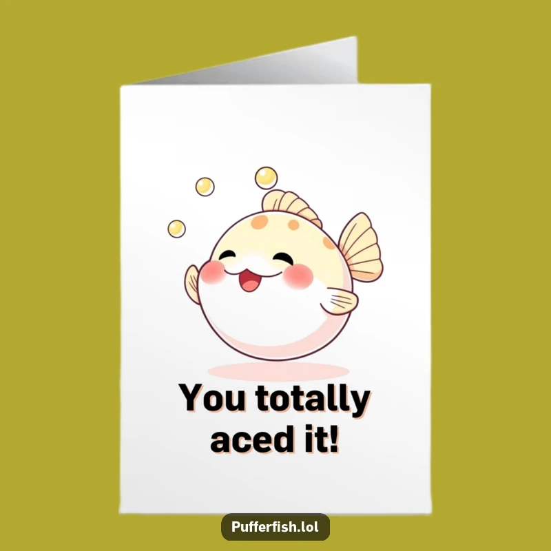Free Printable Congrats Card: Pufferfish Juggling Pearls, Hilarious Downloadable Achievement Gift