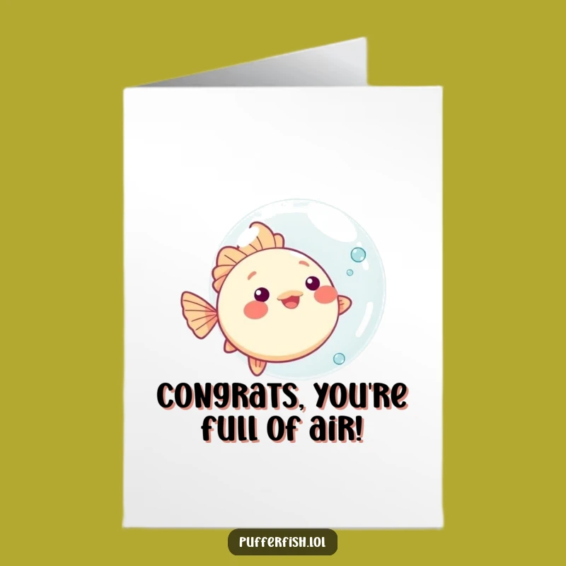 Printable Pufferfish Bubble Congratulations Card: Funny Free Downloadable Joy