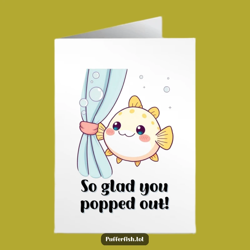 Free Printable Kawaii Pufferfish Congratulations Card Joyful Bubbles Downloadable Funny Greeting