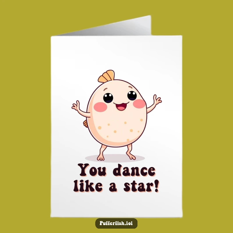 Free Printable Dancing Pufferfish Congrats Card: Goofy Animal Art Download