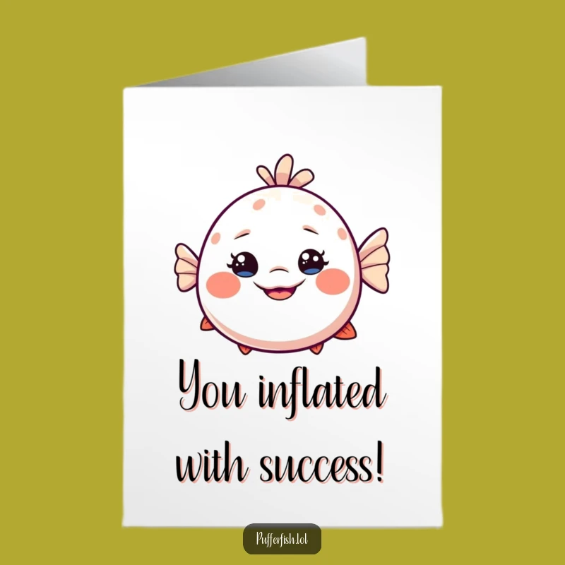 Free Printable Congrats Card: Pufferfish Cheers Success, Humorous Downloadable Gift