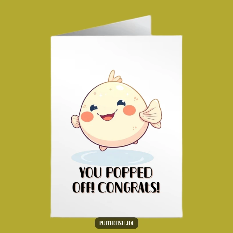 Free Printable Congrats Card: Hilarious Pufferfish Cheers, Downloadable Gift for Big Wins!