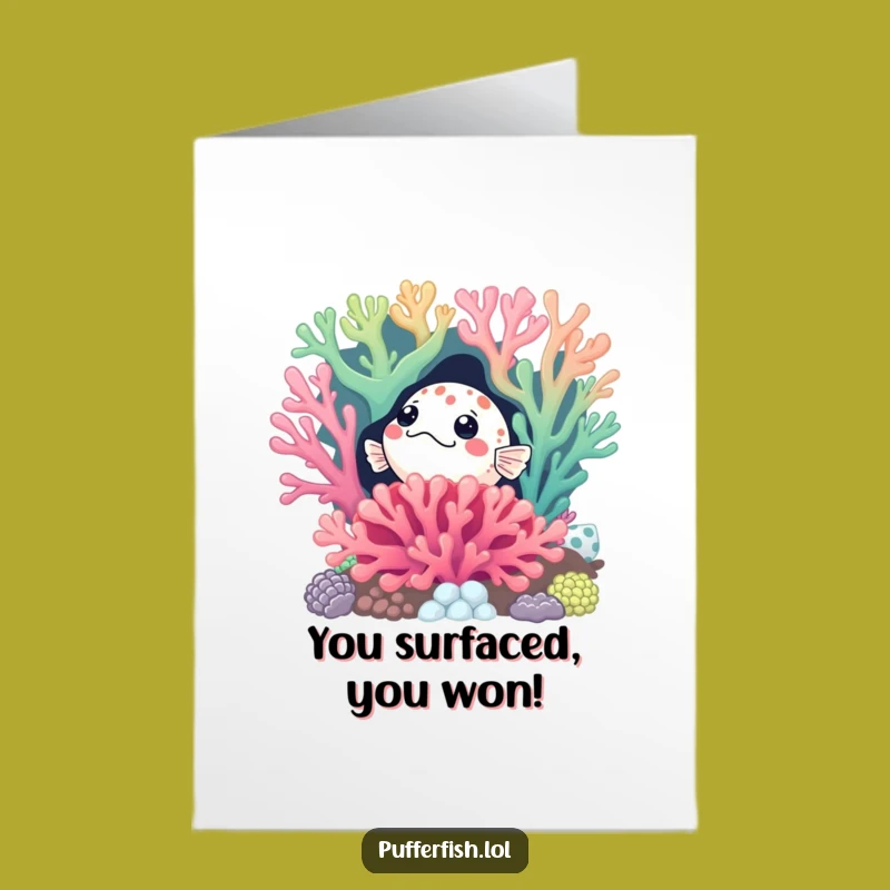 Free Printable Pufferfish Congrats Card: Curious Coral Discovery Downloadable