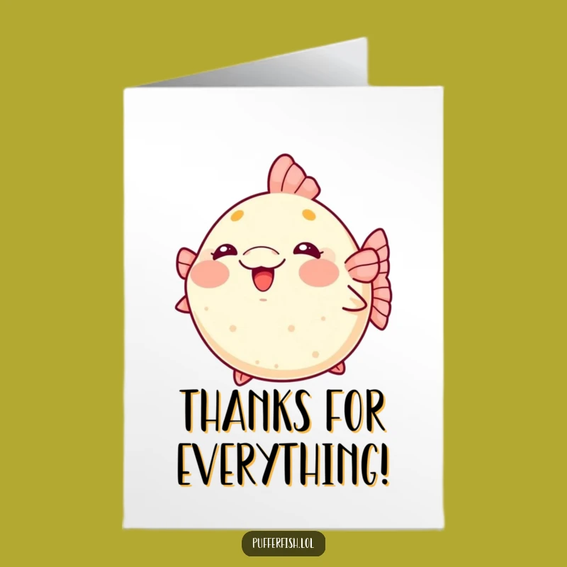 Free Printable Thank You Card: Blushing Pufferfish Gratitude Downloadable Gift