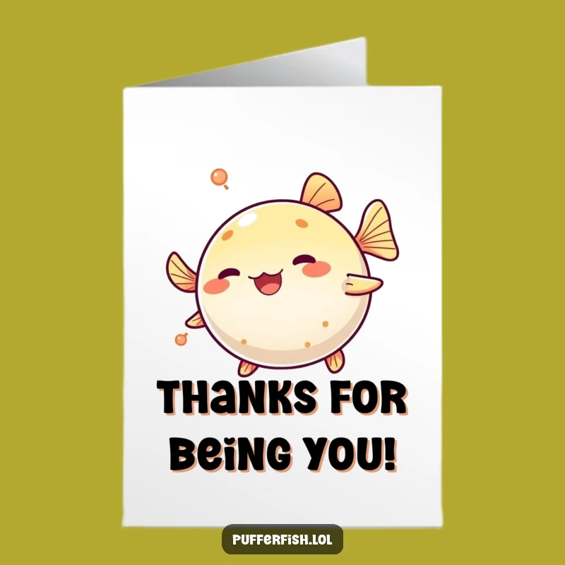 Free Printable Thank You Card: Grateful Pufferfish Spin, Downloadable Appreciation Gift