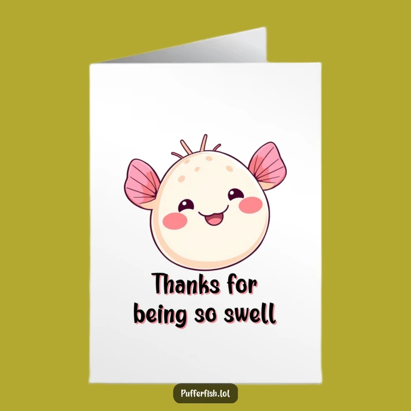 Free Printable Thank You Card: Silly Pufferfish Waves Thanks with Joy!