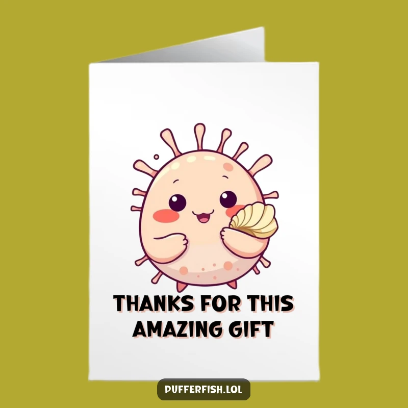 Free Printable Thank You Card: Waving Pufferfish Shell for a Kind Downloadable Gift